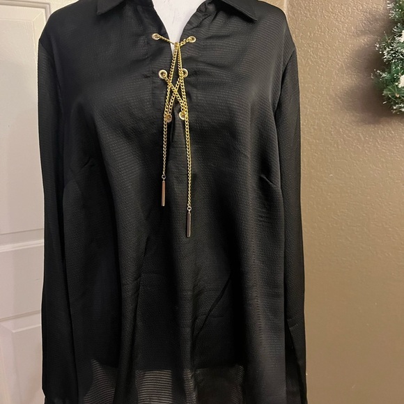MICHAEL KORS Elegant Black Lace-Up Women's Top size 16 - Picture 1 of 3